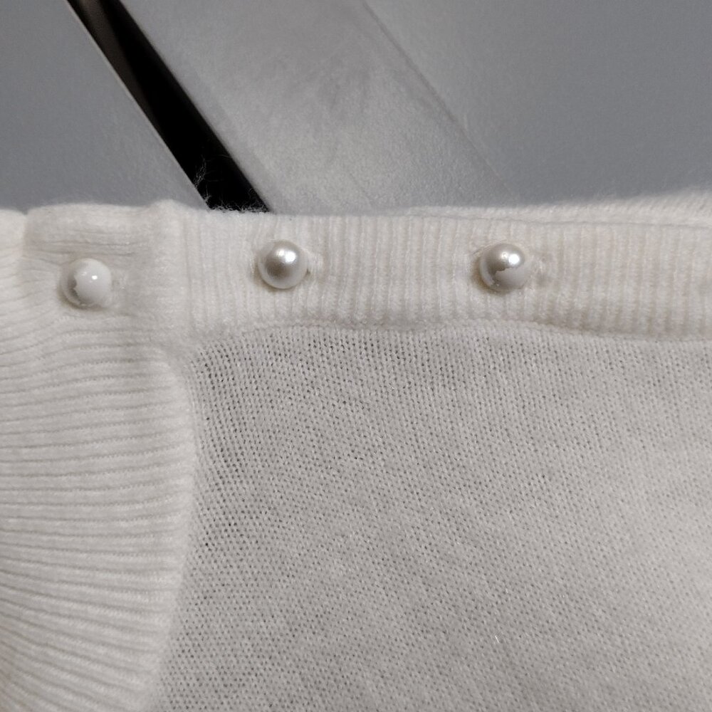 DUVET USA Ivory Pearl Shoulder Sweater XL Mock Neck Knit - Picture 5 of 11
